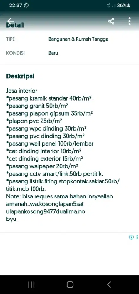Jasa tukang interior