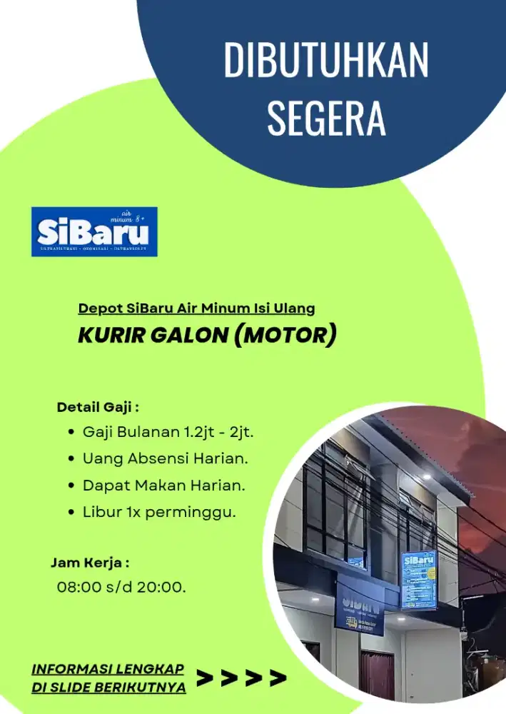 Dicari Kurir Motor Galon (Area Dasana Indah)