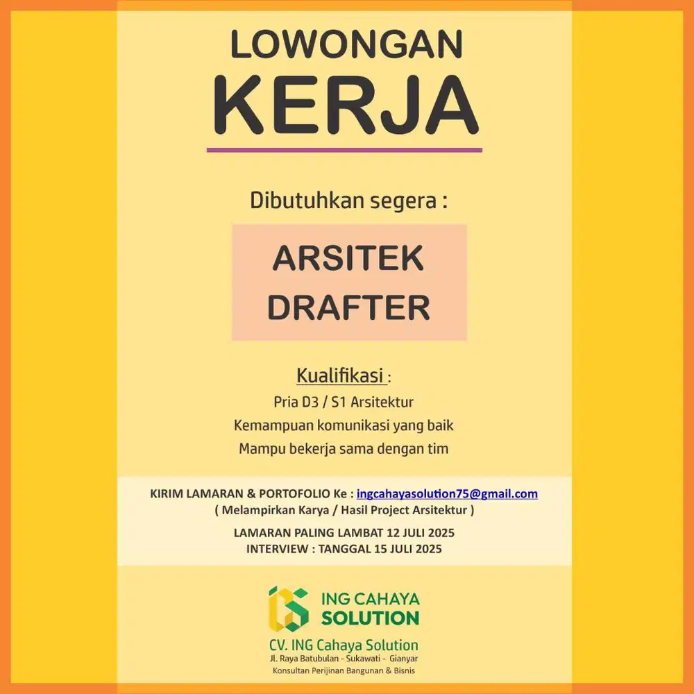 lowongan arsitek & drafter