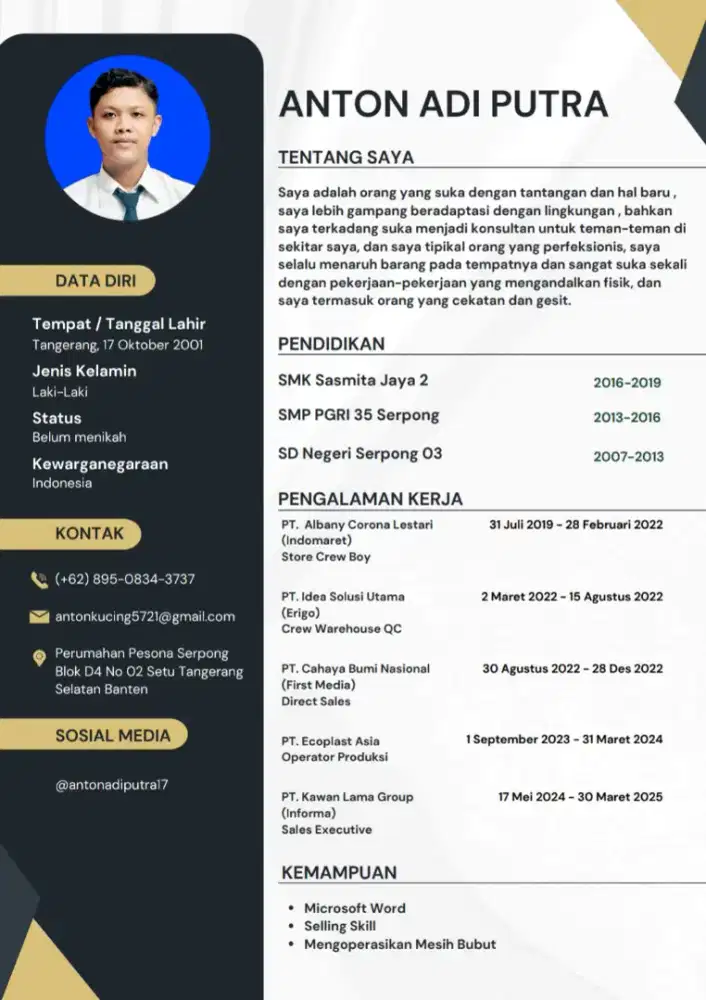 Cari pekerjaan apapun dan saya siap bekerja kapas pun
