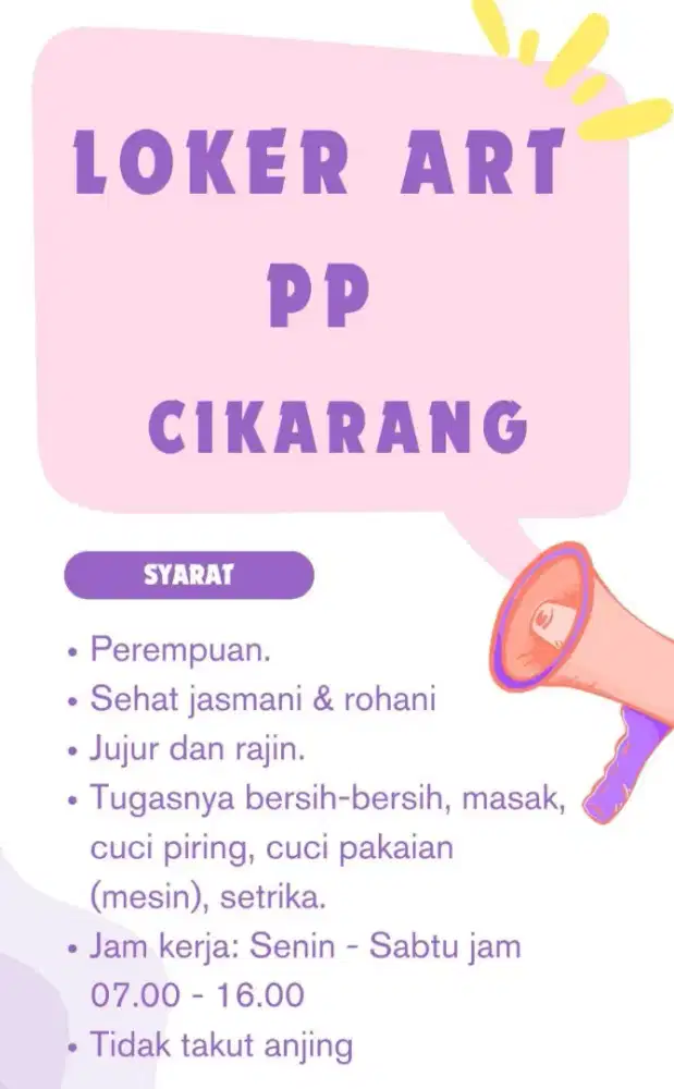 Dibutuhkan ART Deltamas Cikarang PP