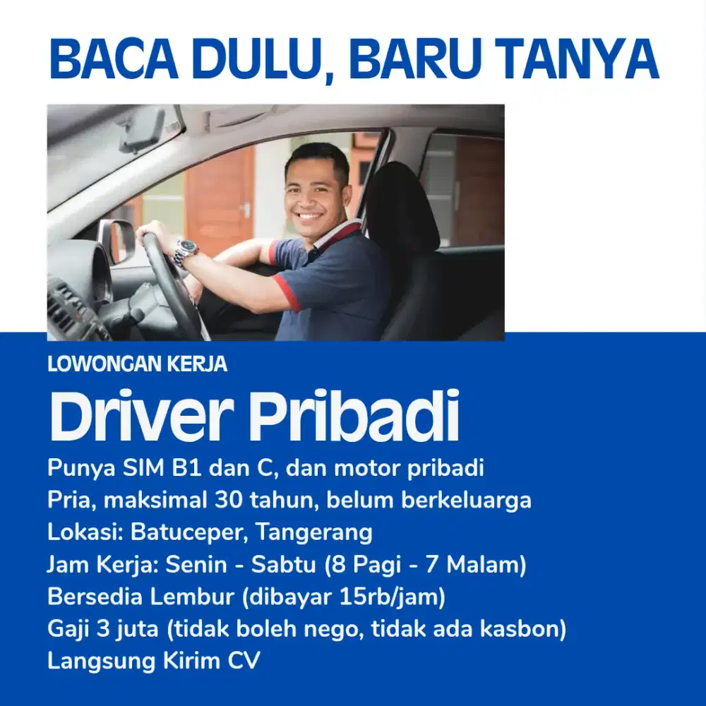 Lowongan Kerja Driver Supir Pirbadi