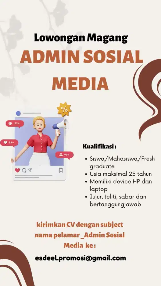 Lowongan Magang Admin Sosial Media