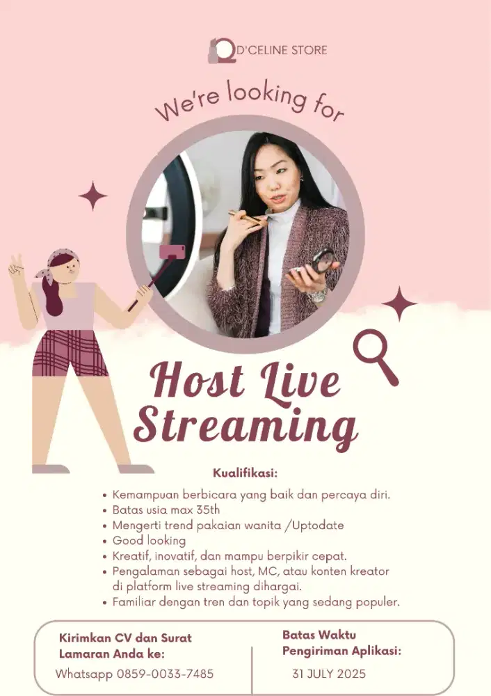 LOKER HOST STREAMING PAKAIAN WANITA