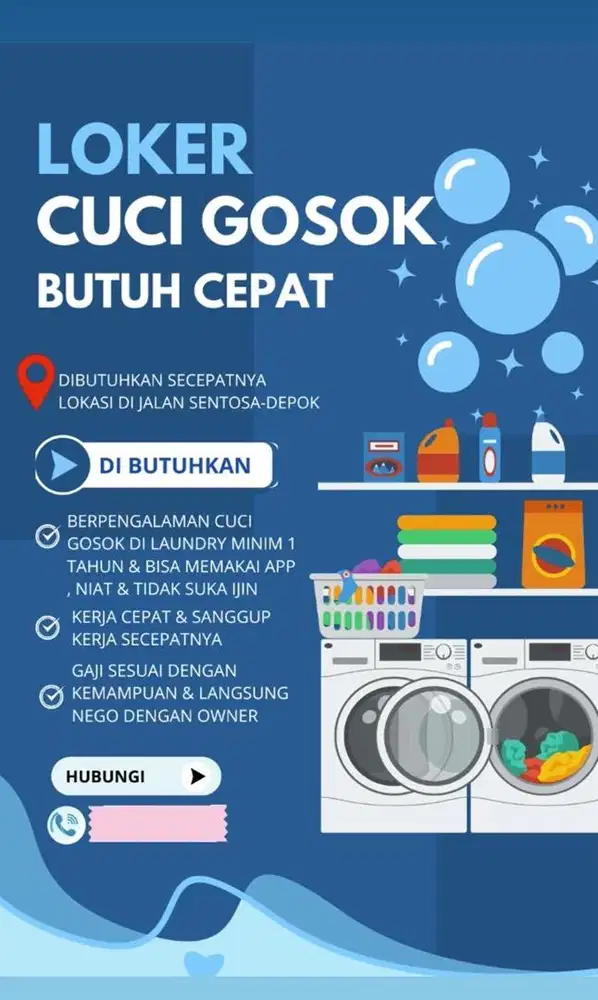 Di butuhkan cuci gosok untuk laundry segera