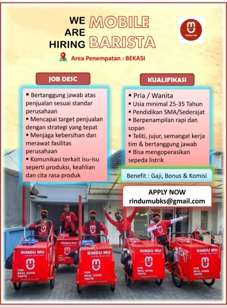 DICARI CEPAT MOBILE BARISTA (PENJUAL KOPI KELILING).