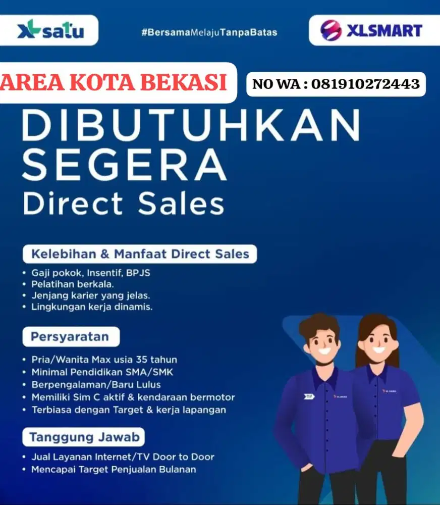 BUTUH CEPAT / SEGERA SALES LAPANGAN PROVIDER INTERNET WANITA DAN PRIA
