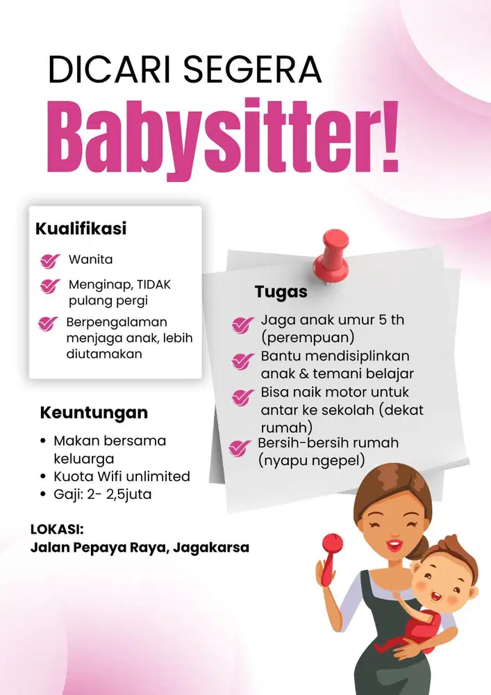 LOWONGAN KERJA PENJAGA ANAK