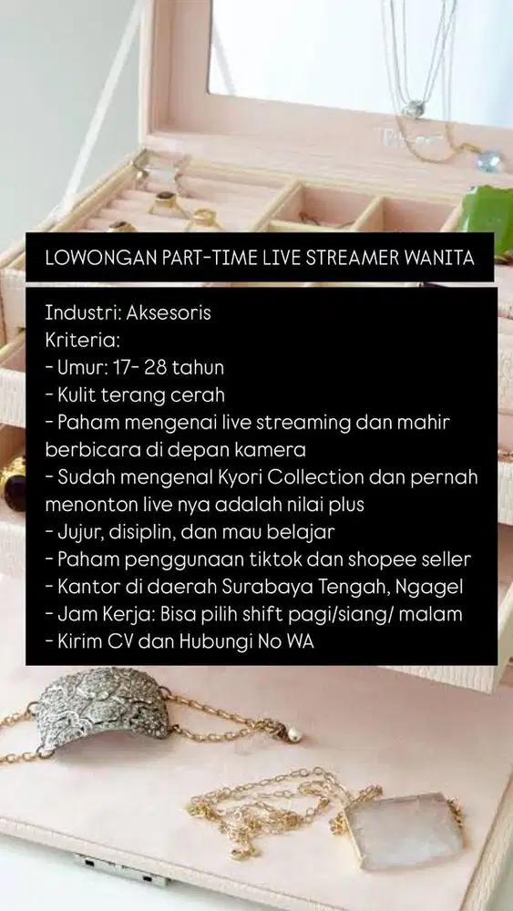 LOWONGAN PEKERJAAN LIVE STREAMER