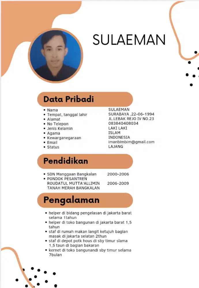 info loker serabutan, helper, kernet
