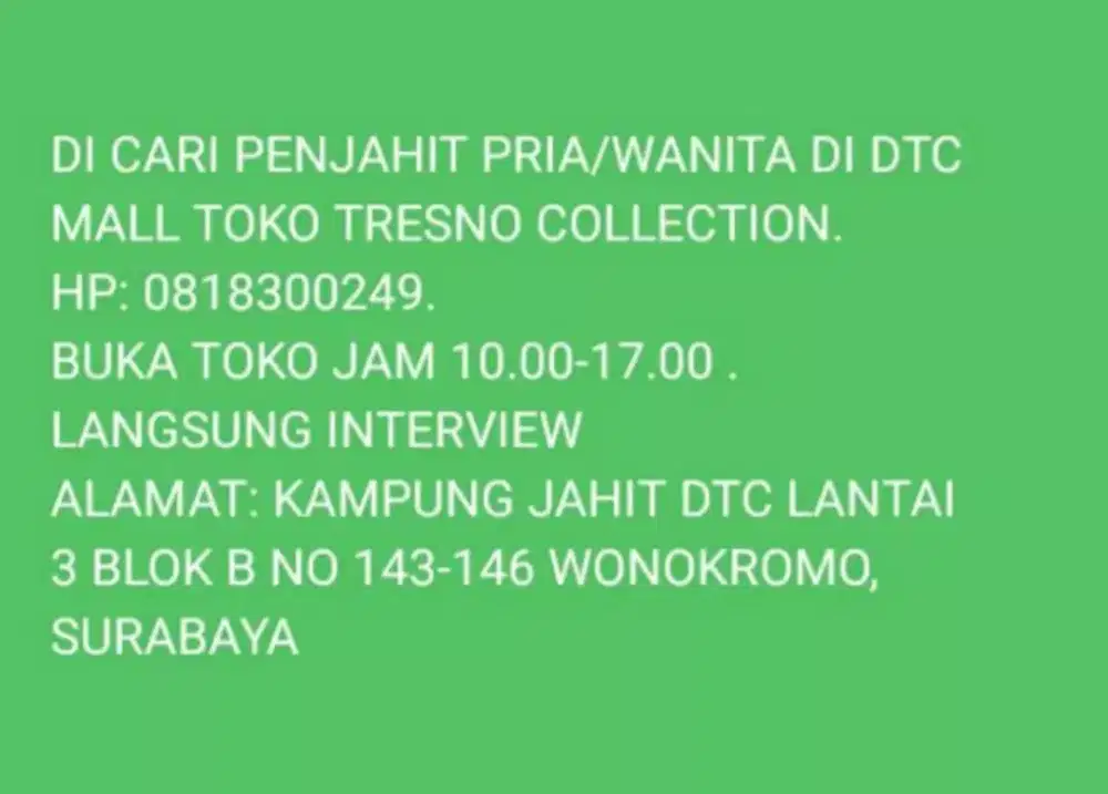 Membutuhkan penjahit