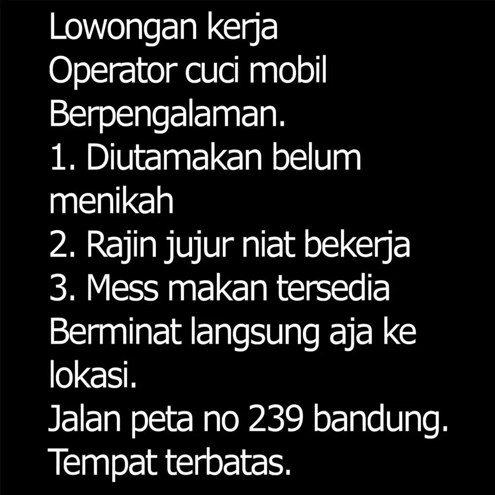 Lowongan karyawan cuci mobil