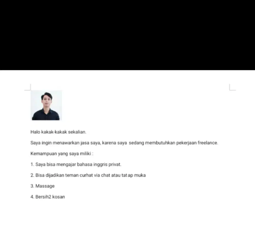 Saya butuh pekerjaan freelance