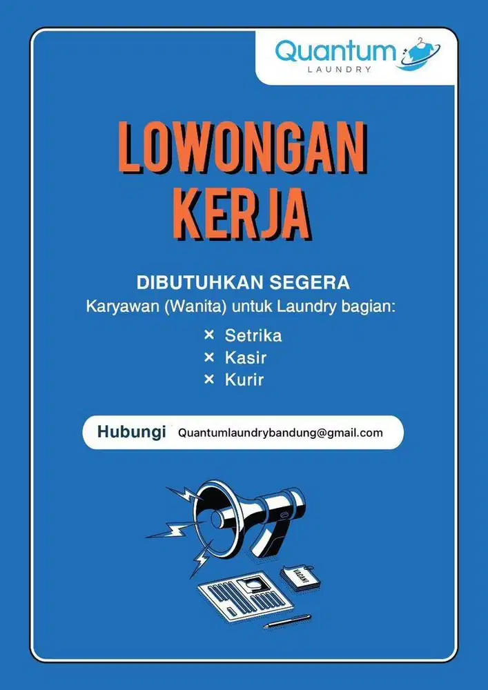 Dicari karyawan untuk laundry daerah maranatha pasteur bandung