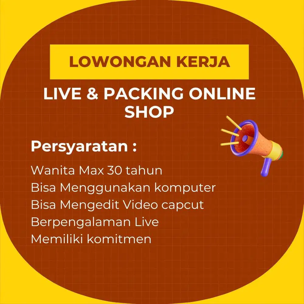 Lowongan Live OnlineShop - Packing Paket Onlineshop - Jakarta Barat