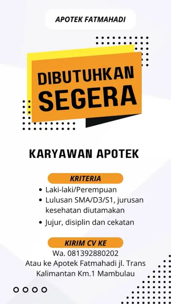 Dicari karyawan