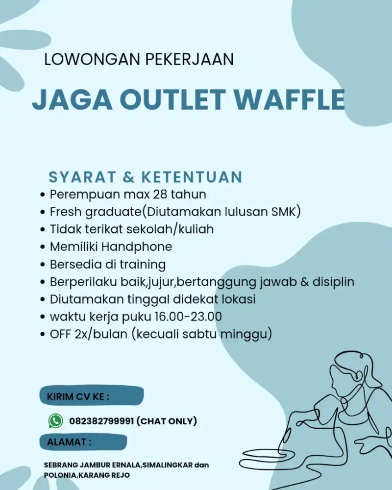 Lowongan kerja jaga outlet makanan manis