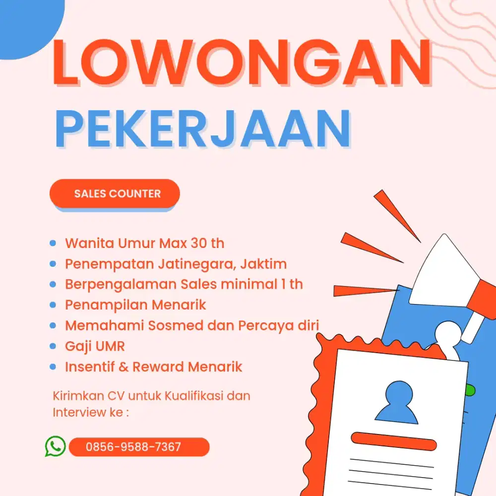 Dibutuhkan Segera Sales Counter