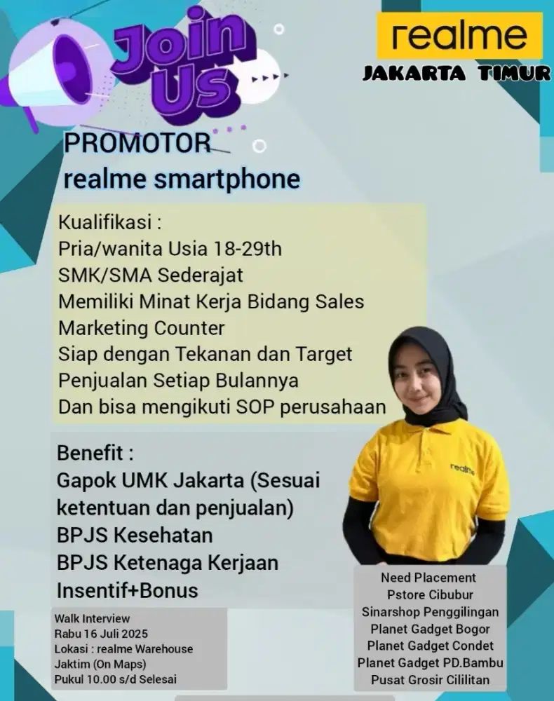 Lowongan Kerja SPG/SPB Realme