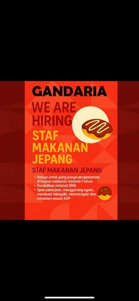 DICARI CREW MASAK, MAKANAN JEPANG