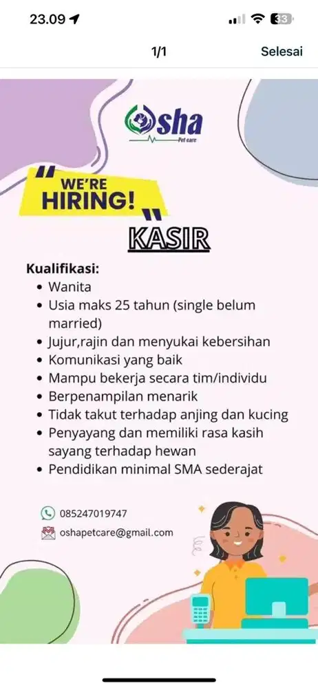kasir klinik hewan