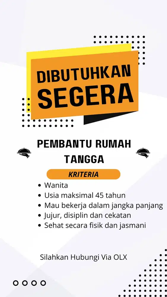 Di butuhkan Pembantu Rumah Tangga / ART untuk Area Surabaya