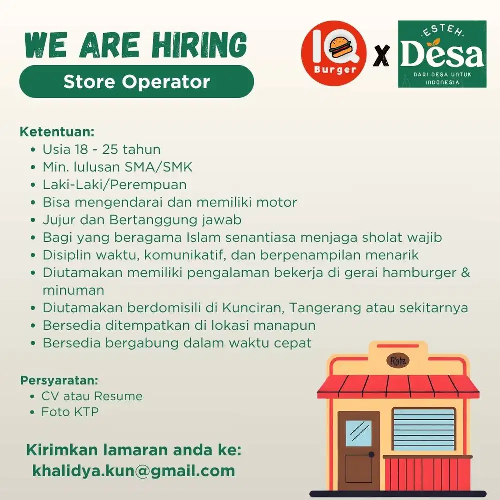 Store Operator - IQ Burger x Es Teh Desa