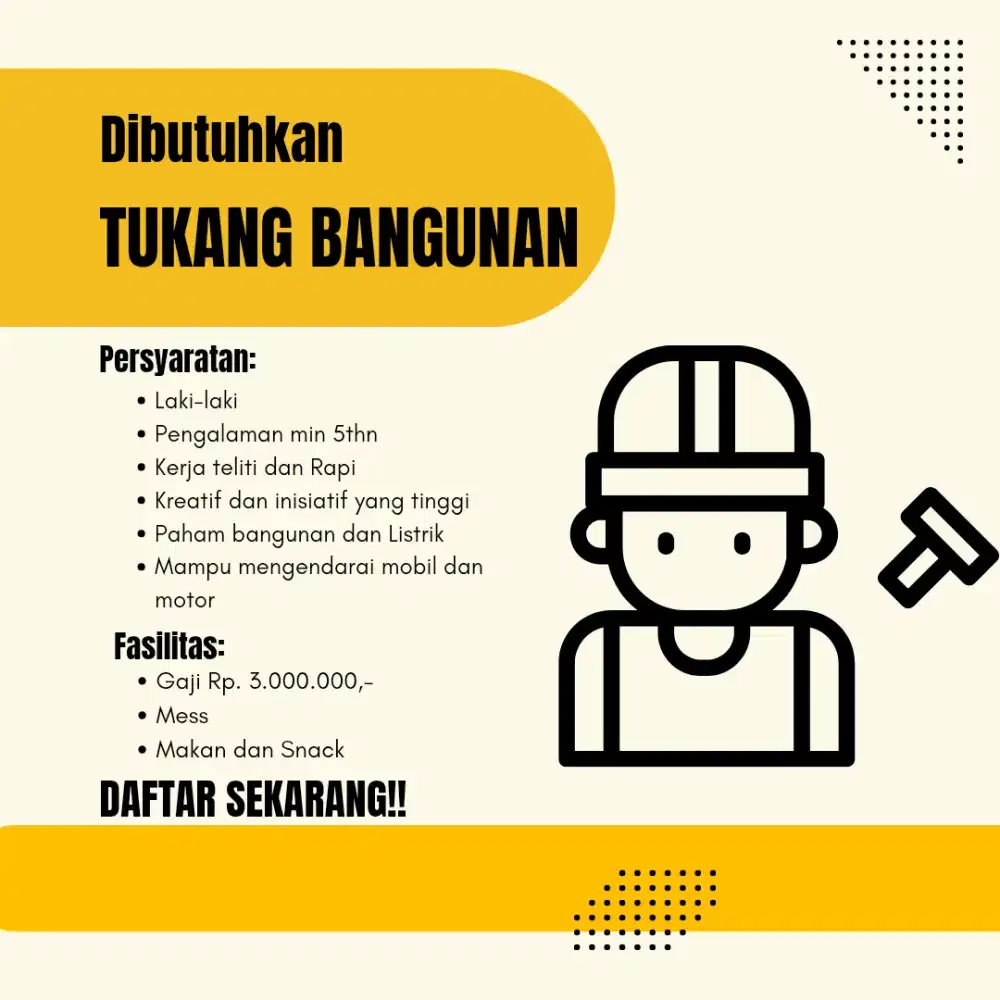 Dicari : tukang bangunan