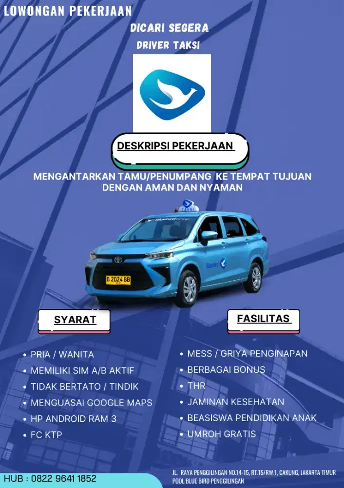 Lowongan driver Bluebird