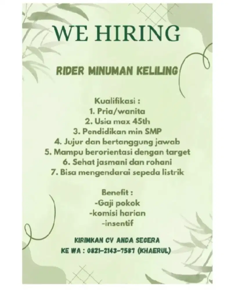 RIDER MINUMAN KELILING