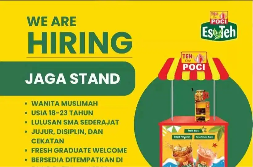 Lowongan Kerja Penjaga Stand Minuman (Full Time & Part Time)