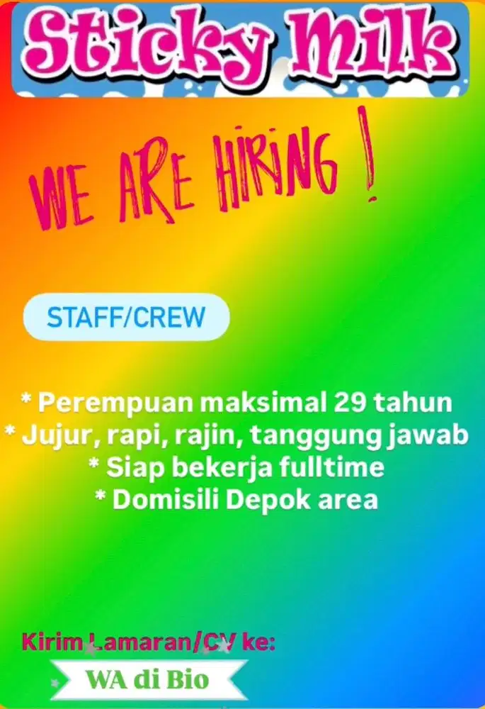 Staff/crew Sticky Milk