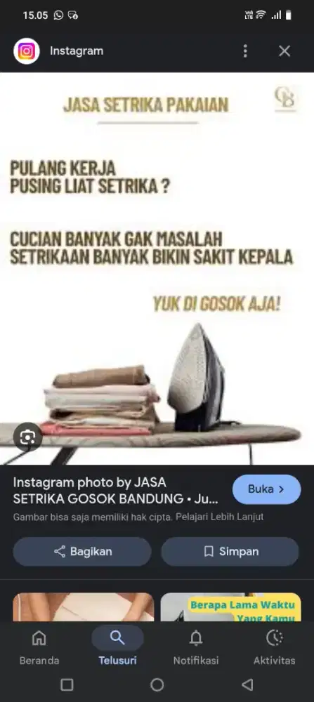 Jasa gosok/setrika di rumah