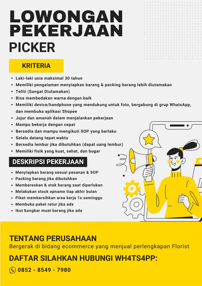 Lowongan Kerja Menyiapkan Barang dan Packing Barang Onlineshop