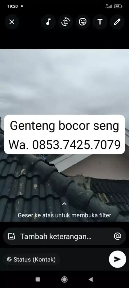 Tukang genteng bocor seng atap Rumah Lantai dinding merembes Talang