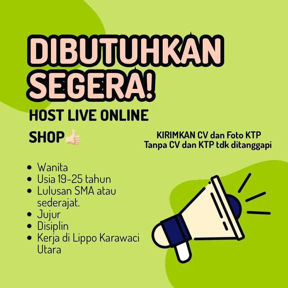 LOWONGAN HOST LIVE