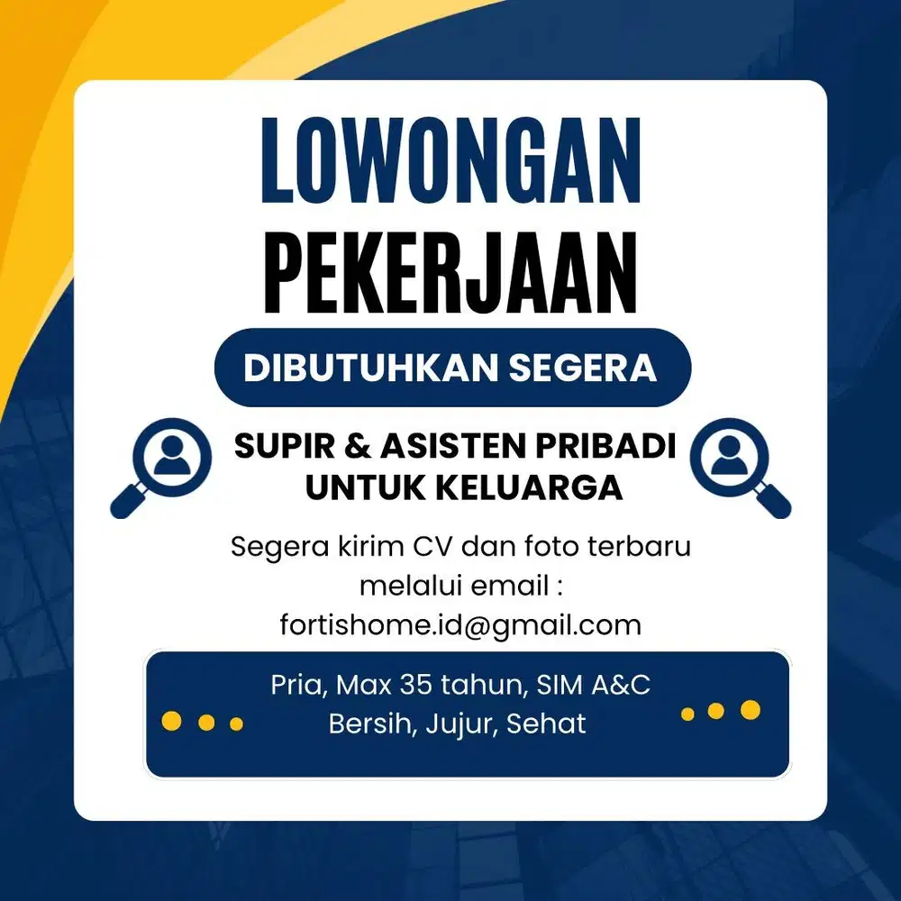 Supir + Asisten Pribadi untuk Keluarga