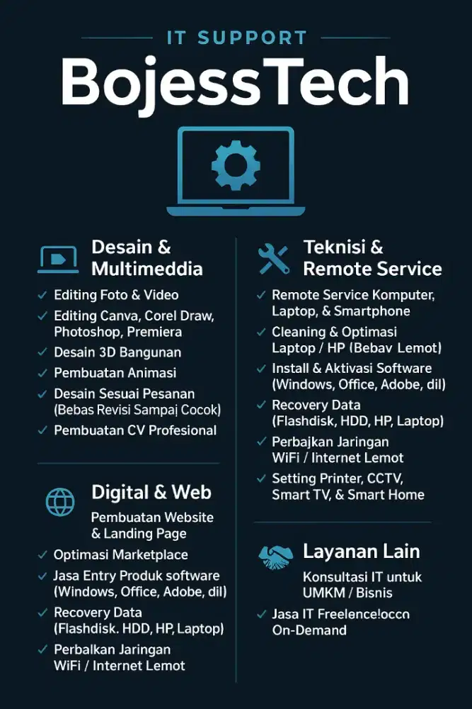 JASA IT SUPPORT TIM PROFESIONAL.