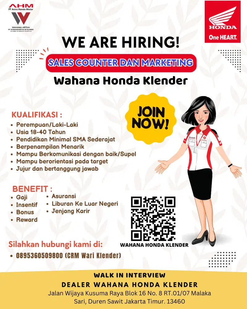 Dibutuhkan Sales Counter dan Marketing Officer