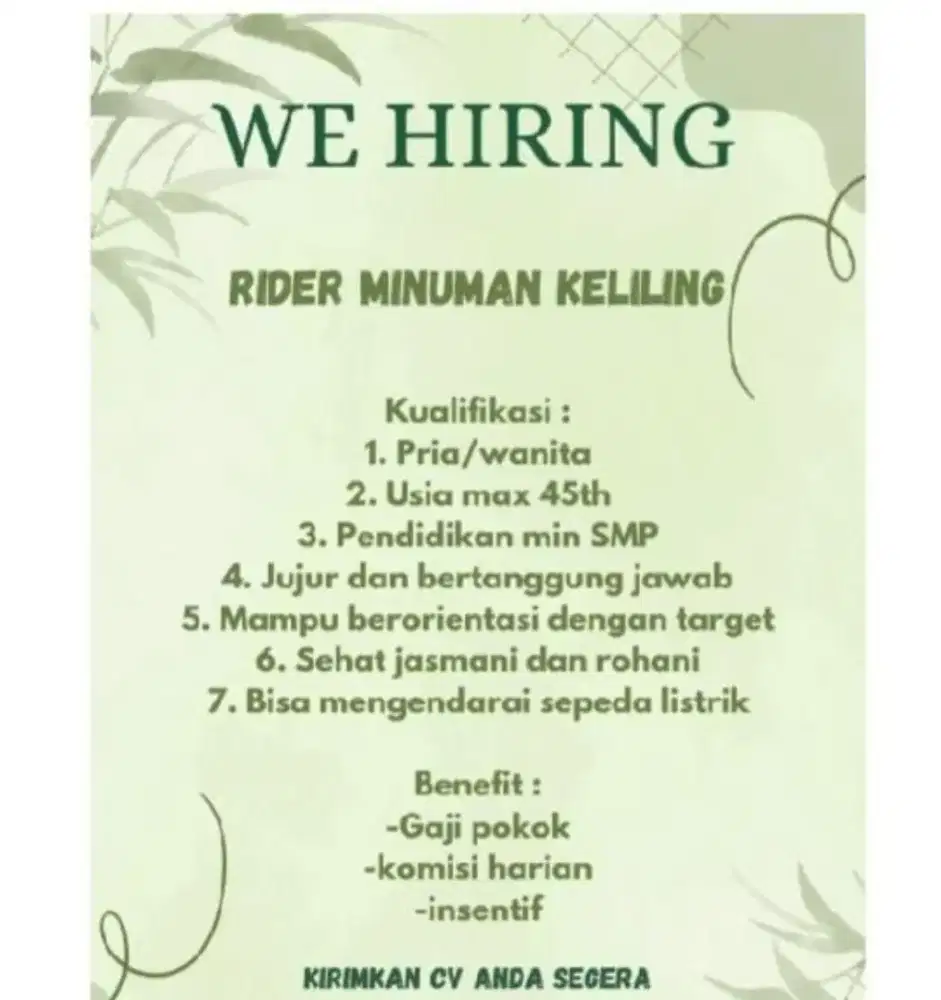 RIDER MINUMAN KELILING AREA CIKUPA