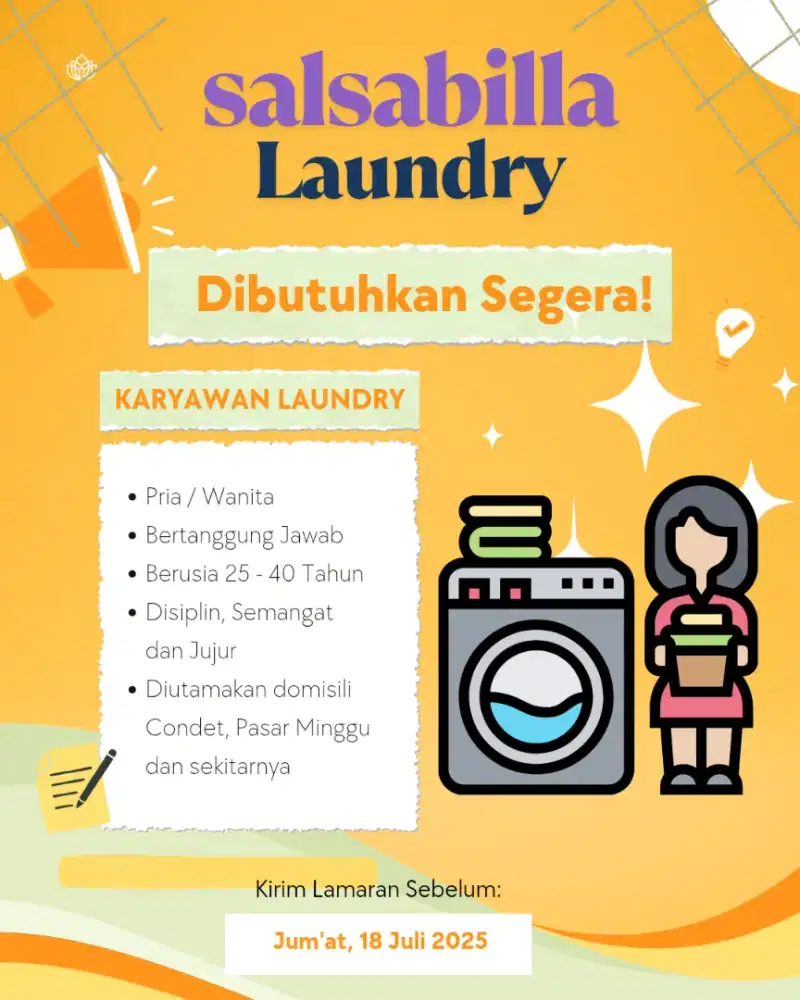 Lowongan Karyawan/i Laundry
