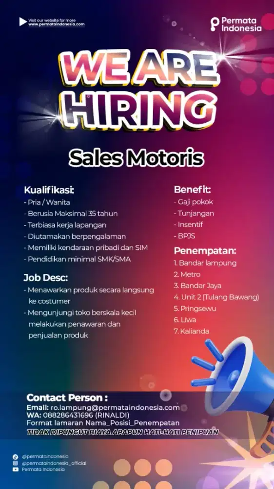 Lowongan sales motoris Snack