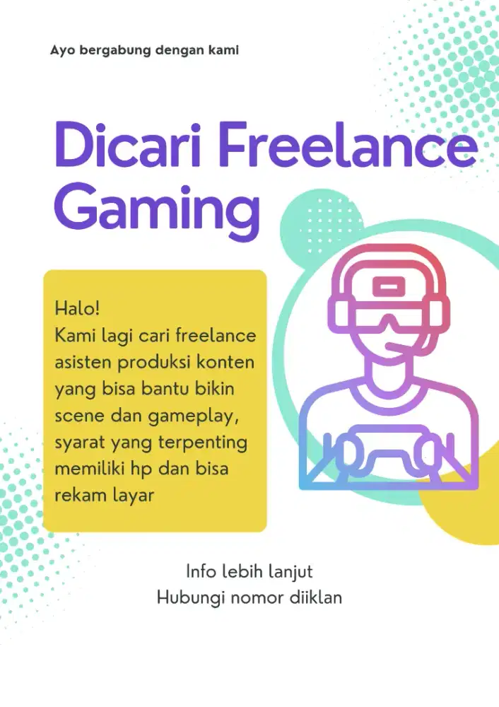 LOWONGAN FREELANCE: Asisten Produksi Konten Game
