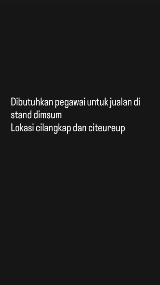 Dibuka lowongan kerja penjaga stand dimsum