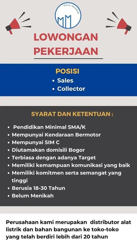 Lowongan Kerja Sales dan Kolektor