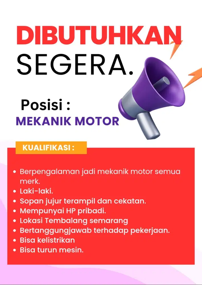 Lowongan Melanik di Semarang