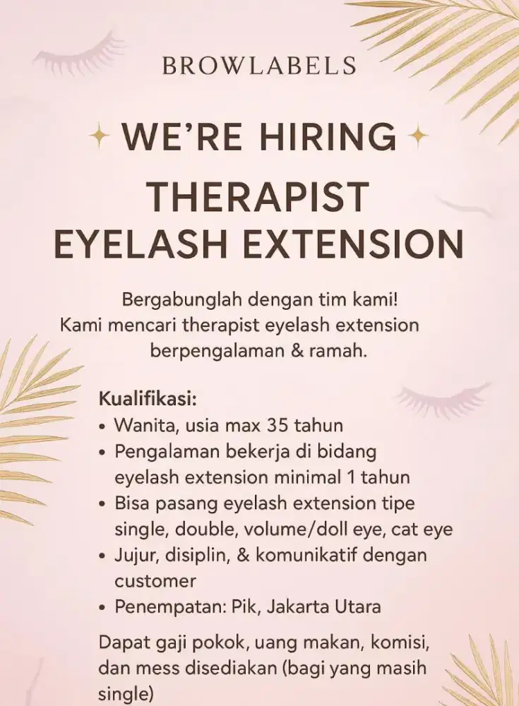 DIBUTUHKAN SECEPATNYA buat Eyelash Extension & Nails