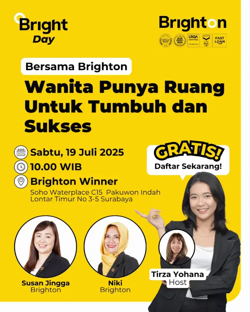 BERSAMA BRIGHTON WANITA PUNYA RUANG UNTUK TUMBUH DAN SUKSES