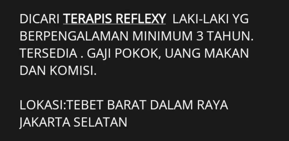 DICARI TERAPIS REFLEXOLOGY LAKI-LAKI
