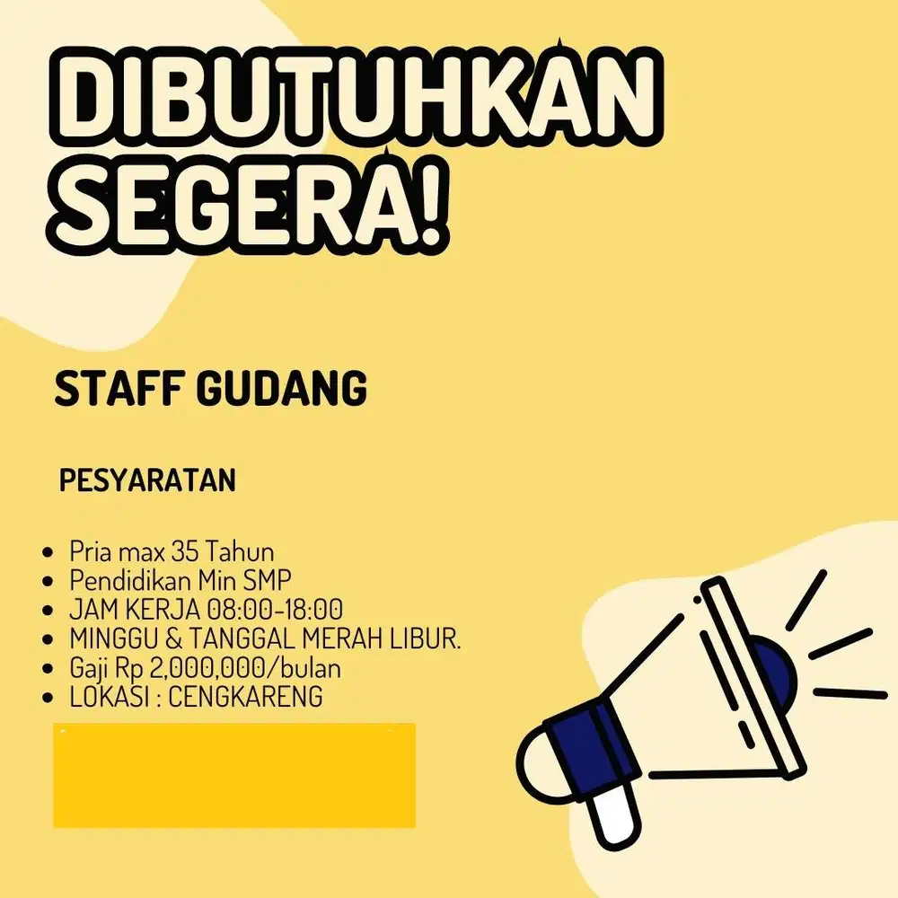 Dicari Staf Gudang Toko Bubble Packing !!